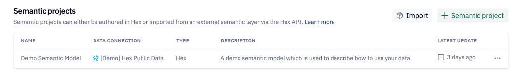 Check the semantic model in Hex
