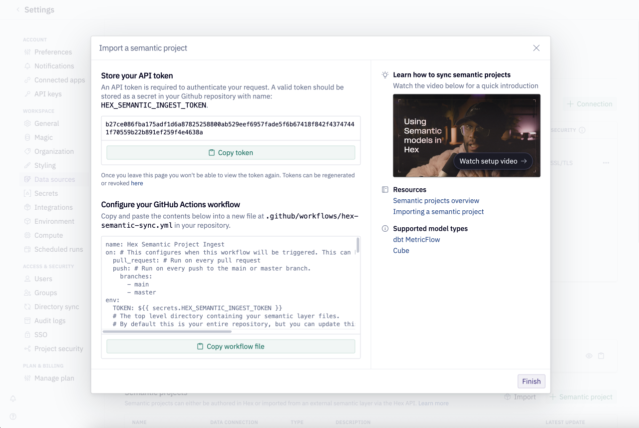 Generate an API token and GitHub actions file