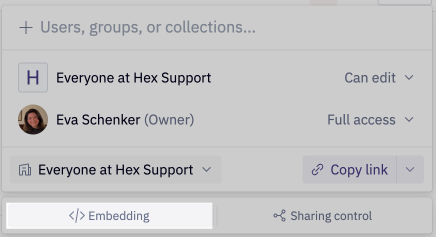 Embed Hex menu