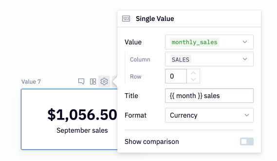 Hex UI showing a Single Value Cell using Jinja