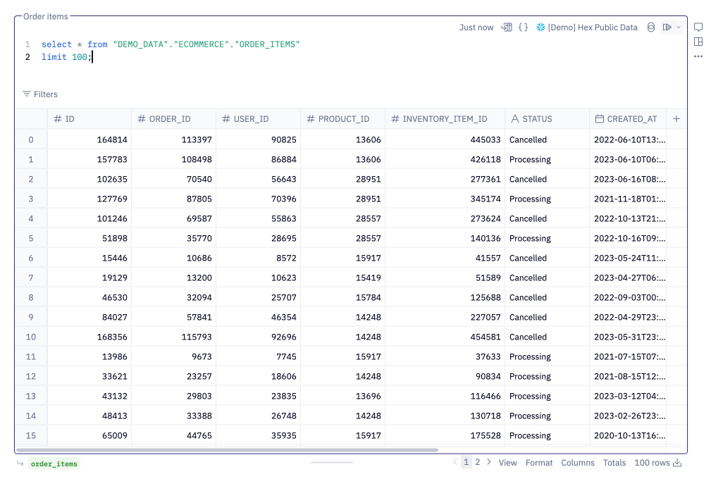 SQL cells are fully featured SQL IDEs
