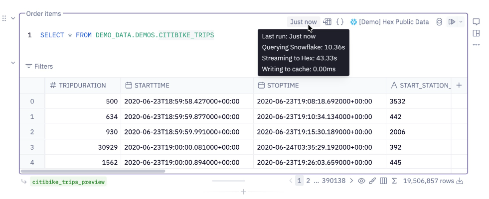 Check the execution time of a SQL cell