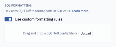 Upload SQLFluff config files to a data connection