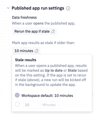 Stale results configuration