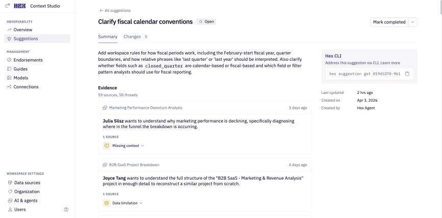 Suggestion detail page