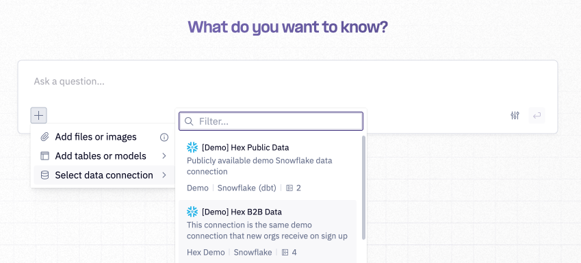 Select a data connection in a Thread