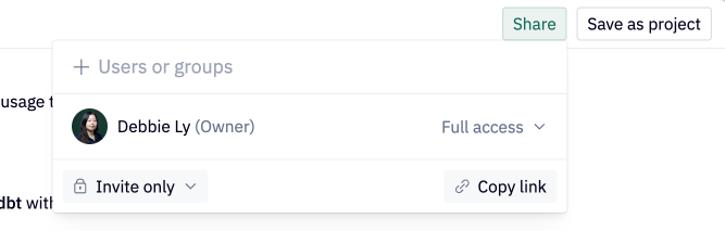 Share a thread from the top right of the page