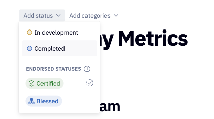 Update statuses and categories above the title of a project.