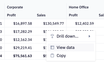 Drill or view data when clicking on a pivot value