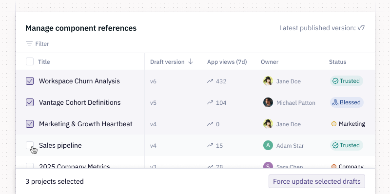 New UI for component references