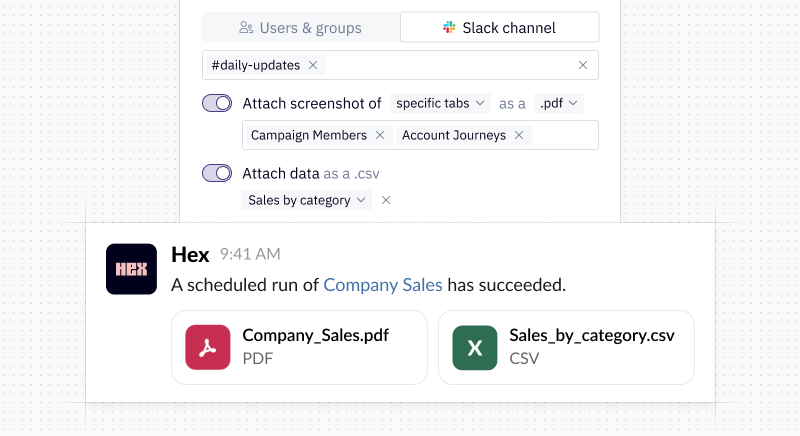 CSV attachments in notifications