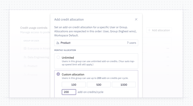 Credit usage controls