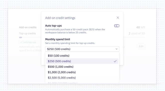 Spend limits for auto top-ups