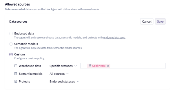 Allowed sources configuration