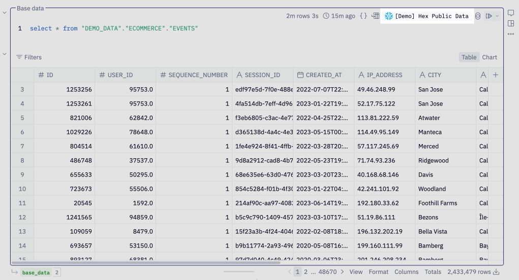 Run a Data Connection SQL query against your warehouse
