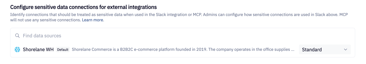 Configure sensitive data connections for external integrations