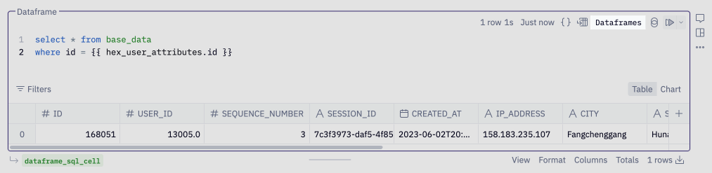 Filter base data using hex_user_attributes