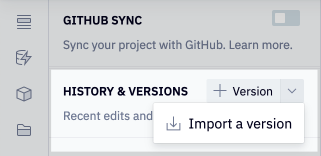 Import a .yaml file version of a Hex project as a new version.
