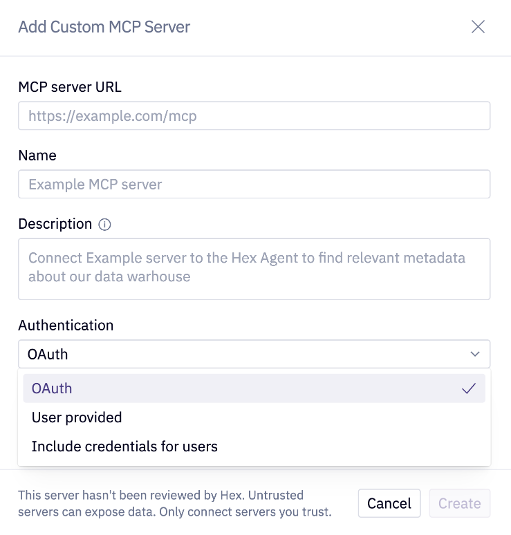 MCP custom auth methods
