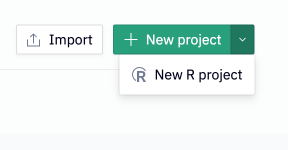 Choose the SQL + R option when creating a project