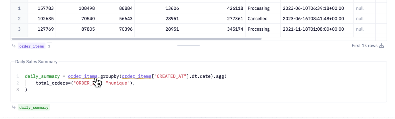 Referencing a query mode result in a Python cell results in a warning