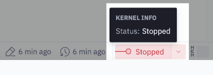 A stopped kernel must be restarted before cells can run again.