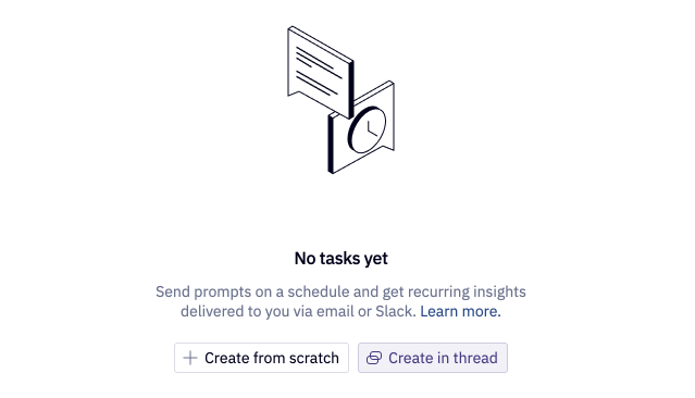 The Tasks page empty state