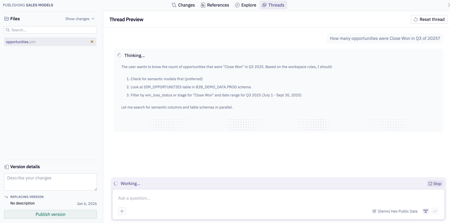Use a thread to preview changes