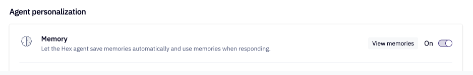View user memory and toggle it off